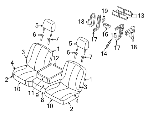 2008 Dodge Ram 2500 Front Seat Components Front Seat Cushion Diagram for 1FA631J3AA