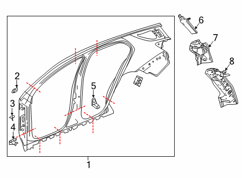 2021 Chevrolet Equinox Uniside Gutter Diagram for 22973144