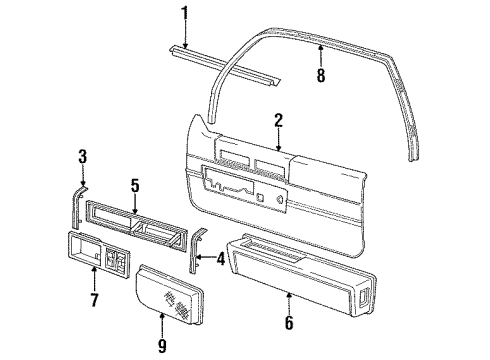 1985 Cadillac DeVille Interior Trim - Front Door S/Strip-Front Door Window Inner At Belt Diagram for 20330824