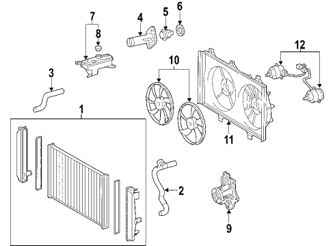 Diagram for 2008 Toyota RAV4 Cooling System, Radiator, Water Pump, Cooling Fan 