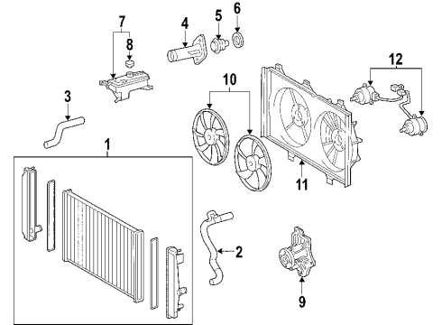 2008 Toyota RAV4 Cooling System, Radiator, Water Pump, Cooling Fan Lower Hose Diagram for 16571-28250