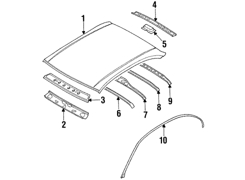 1996 Infiniti I30 Roof & Components Weatherstrip-Roof Drip, RH Diagram for 76842-40U00