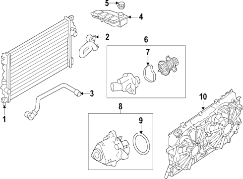 2020 Ford Edge Cooling System, Radiator, Water Pump, Cooling Fan Lower Hose Diagram for K2GZ-8286-F