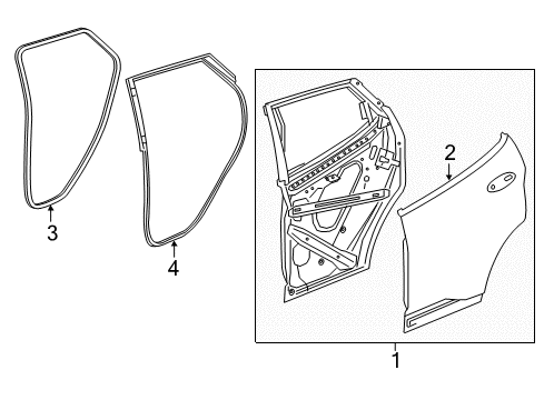 2020 Chevrolet Bolt EV Rear Door Weatherstrip On Body Diagram for 42588070