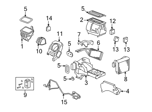 2010 Hummer H3 Air Conditioner Case Assembly Diagram for 10397361