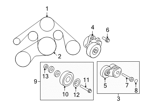 2014 Infiniti QX70 Belts & Pulleys Shaft-Idler Pulley Diagram for 11928-1CA0A