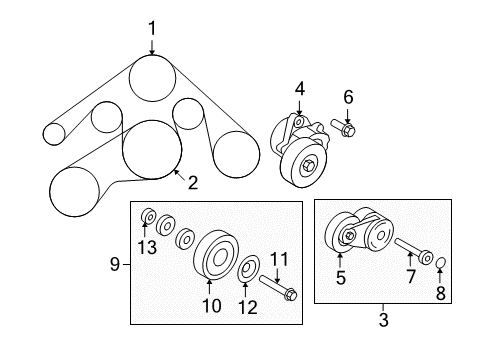 2014 Infiniti QX70 Belts & Pulleys Pulley Assy-Idler Diagram for 11925-JK20D