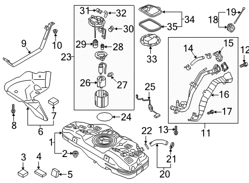 2018 Hyundai Accent Senders Clamp Assembly Diagram for 31141-D2100