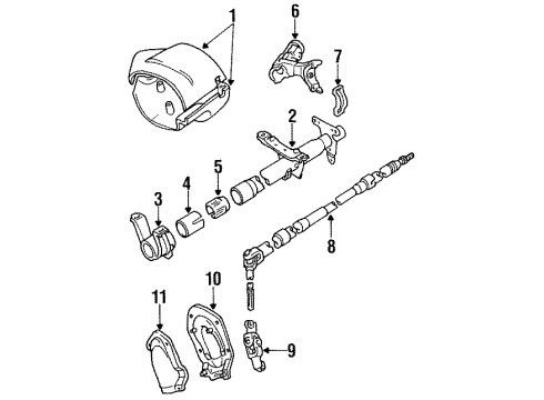 1992 Toyota Tercel Steering Column Housing & Components, Shaft & Internal Components, Shroud, Switches & Levers Shaft Assy, Steering Main Diagram for 45210-16120
