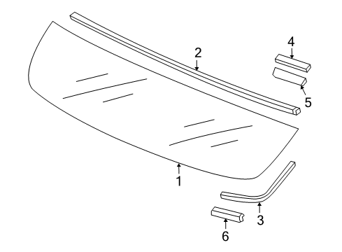 2012 Honda Crosstour Lift Gate - Glass & Hardware Rubber B, Windshield Dam Diagram for 73726-TP6-A00
