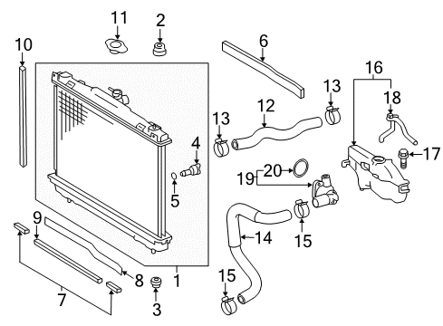 2013 Toyota Avalon Radiator & Components Lower Hose Diagram for 16572-0V070