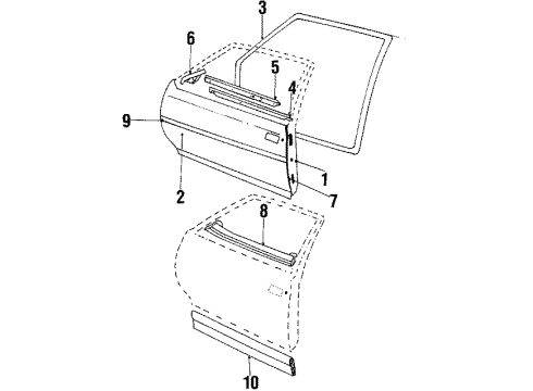 1986 Pontiac 6000 Front Door Molding Kit, Front Door Diagram for 12331327