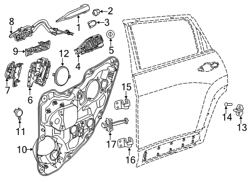 2017 Jeep Cherokee Rear Door Check-Rear Door Diagram for 68103032AD