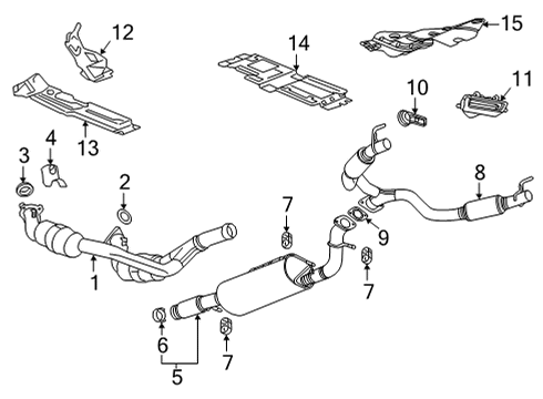 2022 Cadillac Escalade Exhaust Components Rear Muffler Gasket Diagram for 84941400