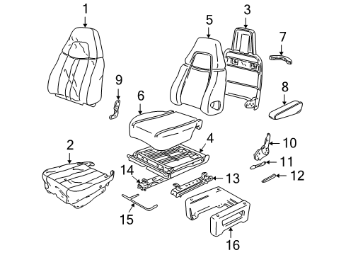 1999 GMC Savana 1500 Front Seat Components Seat Cushion Pad Diagram for 12386322