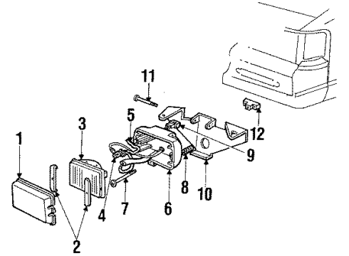 1988 Oldsmobile Toronado Fog Lamps Cover, Front Fog Lamp Diagram for 16509842