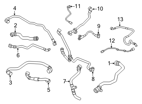 2018 BMW 740e xDrive Hoses, Lines & Pipes Coolant Return Line Diagram for 17128602616