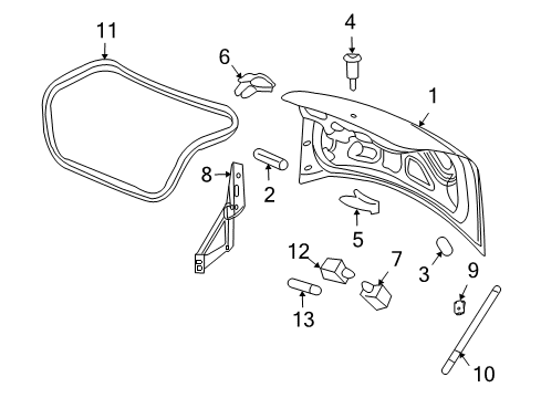 2006 Pontiac G6 Trunk Lid Weatherstrip Diagram for 15208506