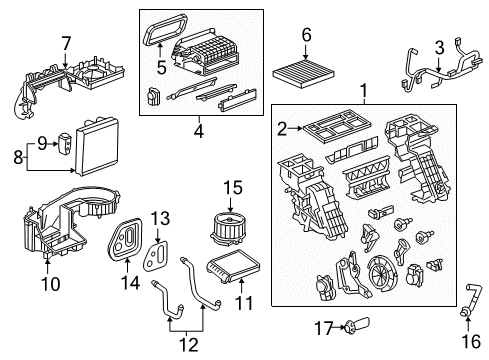 2017 Chevrolet Volt A/C Evaporator & Heater Components Evaporator Core Diagram for 84096254