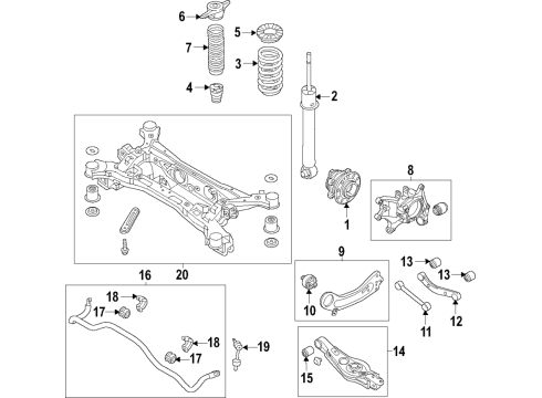2016 Kia Sorento Rear Suspension Components, Lower Control Arm, Upper Control Arm, Stabilizer Bar Rear Spring Pad, Upper Diagram for 55331-D3000