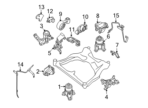 2013 Nissan Murano Engine & Trans Mounting Engine Mounting Bracket Block, Front Diagram for 11274-JP00B