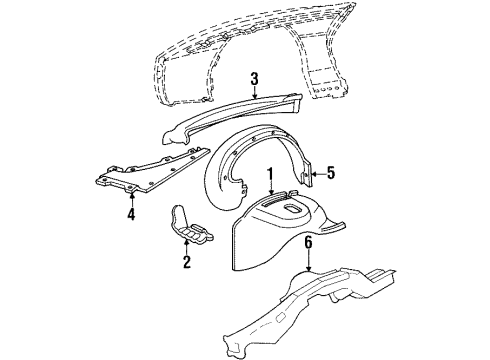 1991 Pontiac Firebird Fender - Inner Components Liner Asm-Front Wheelhouse Panel Diagram for 10179115