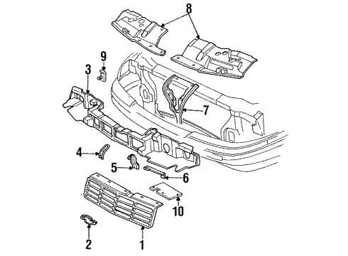 1989 Chevrolet Corsica Grille & Components Bracket-Headlamp Housing Panel Diagram for 14093099