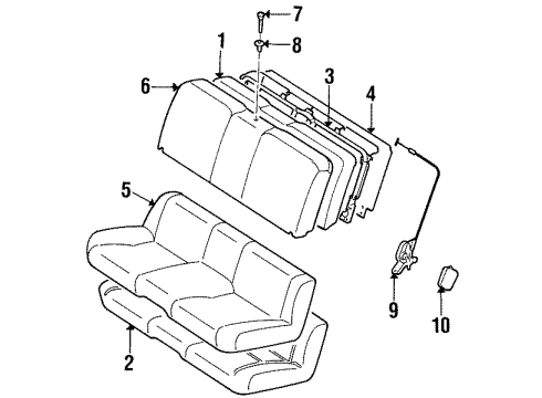 1995 Toyota Supra Rear Seat Components Pad, Rear Seat Cushion Diagram for 71503-14010