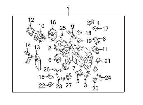 2009 Infiniti QX56 Blower Motor & Fan Lever-Heater Unit Diagram for 27163-7S010