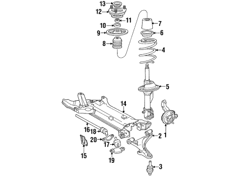 1991 Plymouth Acclaim Front Suspension Components, Lower Control Arm, Stabilizer Bar Front Suspension Steering Knuckle Left Diagram for 4449819