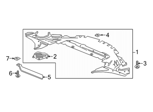 2022 Chevrolet Equinox Splash Shields Underbody Shield Diagram for 84254377