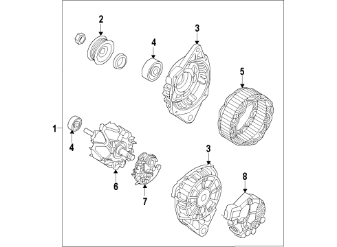2012 Hyundai Accent Alternator Complete Front Housing Diagram for 37302-2B300