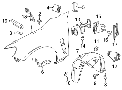 2015 Chevrolet SS Fender & Components Fender Liner Diagram for 92258386