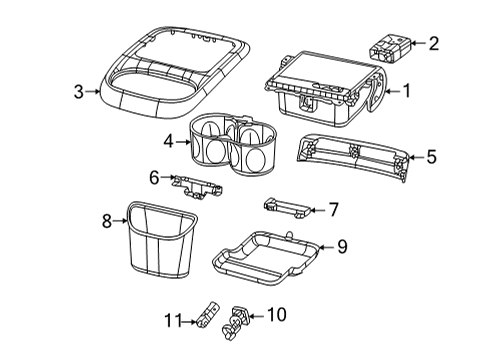 2021 Chrysler Pacifica Center Console Bin-Floor Console Diagram for 68312207AB