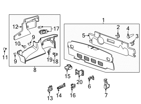 2016 Chevrolet Corvette Interior Trim - Rear Body Wheelhouse Trim Front Bracket Diagram for 22803369