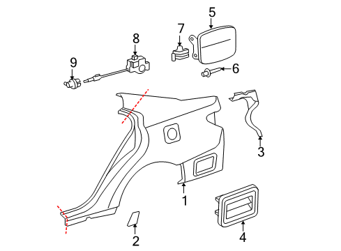 2009 Lexus ES350 Quarter Panel & Components Protector, Quarter Panel, Rear LH Diagram for 58748-33050