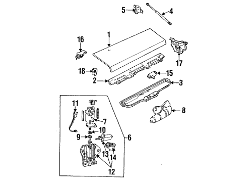 1989 Chevrolet Camaro Lift Gate Rear Compartment Lift Window Pulldown Actuator *None Diagram for 16604066