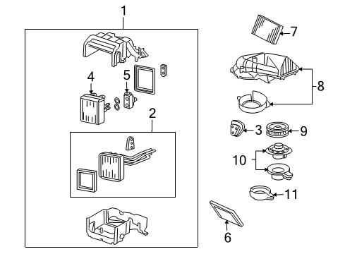 2004 Ford Thunderbird Air Conditioner Evaporator Assembly Diagram for 6W4Z-19850-B