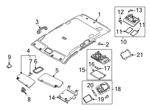 2003 Nissan Murano Interior Trim - Roof Lamp Assembly-Map Diagram for 26430-CB001