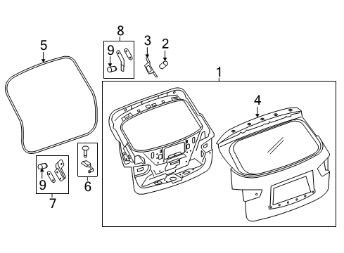 2016 Infiniti QX60 Gate & Hardware Door Assy-Back Diagram for 90100-9NC0A