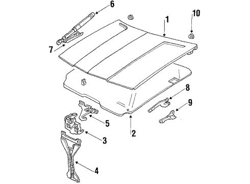 1987 Buick Skylark Hood & Components Rod Asm-Hood Assist Diagram for 25521288