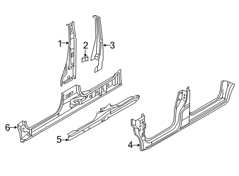 2015 Nissan NV200 Center Pillar & Rocker REINF-SILL Outer Diagram for G6424-3LMMC