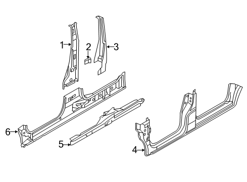 2020 Nissan NV200 Center Pillar & Rocker Inner SILL RH Diagram for G6450-3LMMC