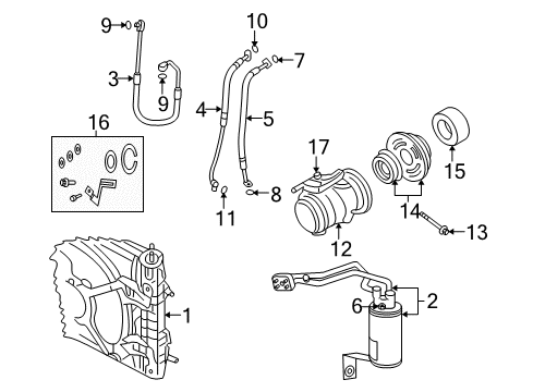 2006 Chrysler PT Cruiser Air Conditioner O Ring-A/C Line Diagram for 5096200AA