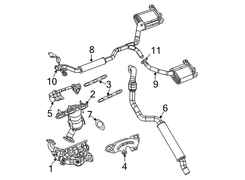 2007 Chrysler Pacifica Exhaust Manifold Exhaust Muffler And Tailpipe Diagram for 4721555AE