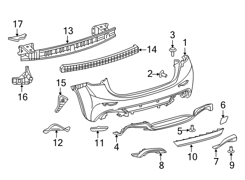 2019 Infiniti QX30 Rear Bumper Retainer-Rear Bumper, Upper Diagram for 85240-5DA0A