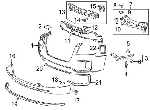 2016 GMC Terrain Front Bumper Trim Cover Diagram for 23372631