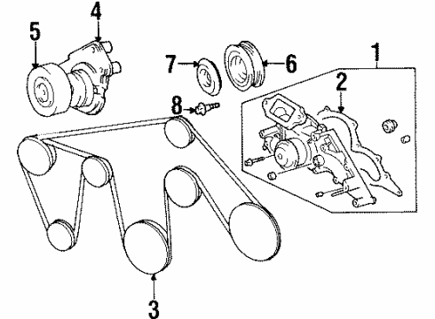 1997 Lexus SC400 Belts & Pulleys Fan & Alternator V Belt Diagram for 90916-02361