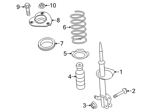 2015 Nissan Altima Struts & Components - Front Bolt Diagram for 40056-3JA0A