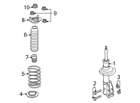 2009 Lincoln MKX Struts & Components - Front Strut Diagram for 9A1Z-18124-C